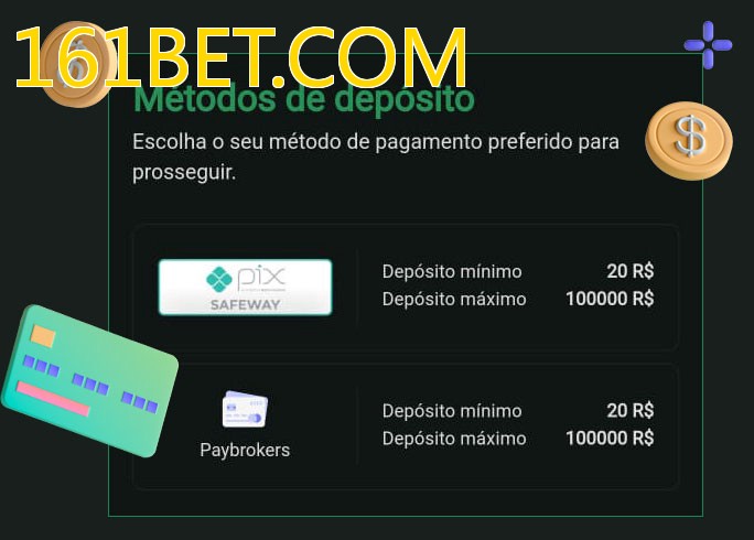 O cassino 161BET.COMbet oferece uma grande variedade de métodos de pagamento